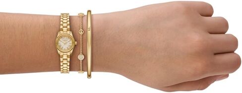 Michael Kors Women's Lexington Three-Hand Gold-Tone Stainless Steel Watch Gift Set (Model: MK4944SET) in Saudi Arabia