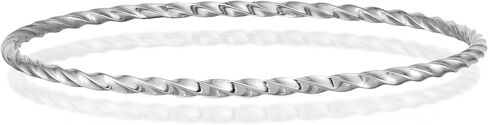 IceCarats 14K White Gold Twisted Slip on Bangle Bracelet 8 inch Lightweight, Polished For Her in Kuwait