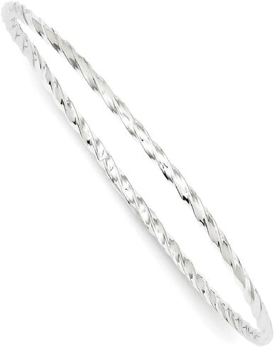 IceCarats 14K White Gold Twisted Slip on Bangle Bracelet 8 inch Lightweight, Polished For Her in Kuwait