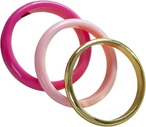 3Pcs Set Colorful Round Acrylic Stackable Bangle Bracelets Minimalist Jewelry for Women Geometric Bohemian Chunky Thick Wide Thin Bracelet Boho Holiday Ring Size 8 in Saudi Arabia