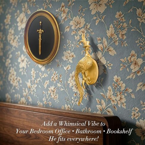 Juedawyal Gold Animal Head Wall Decor, Resin Pheasant Animal Wall Sculpture, Decorative Wall Hanging Art Accent for Living Room Hallway Staircase in Saudi Arabia