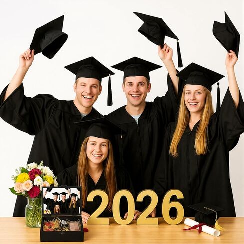 BreezeHug 2 Pack Personalized Graduation Keepsake Box 2026 Graduation Cap Gift Box Wooden Memory Chest Boxes with Photo Slot Engraving Grad Gift Boxes for College Him Her Memento, 8.6 x 6.3 x 3.2 in in Saudi Arabia