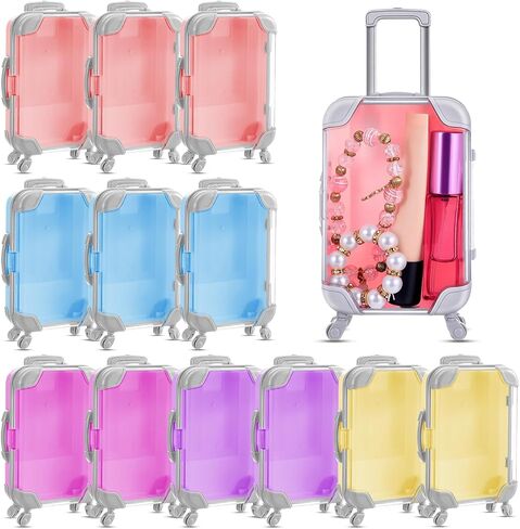 12 Pack Mini Suitcase Candy Box, Tiny Gift Packaging Box Candy Luggage Containers Packaging Case for Bridal Shower, Birthday Party, Wedding, Family Vacation, Jewelry, False Eyelashes Storage in Saudi Arabia