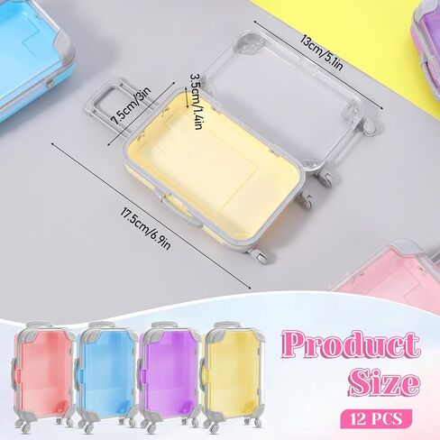 12 Pack Mini Suitcase Candy Box, Tiny Gift Packaging Box Candy Luggage Containers Packaging Case for Bridal Shower, Birthday Party, Wedding, Family Vacation, Jewelry, False Eyelashes Storage in Saudi Arabia