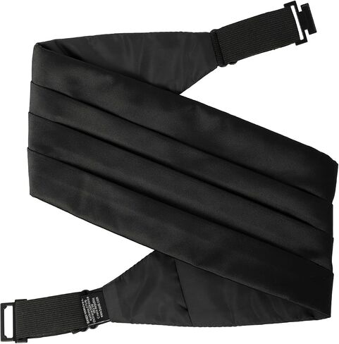 Mens Formal Solid Black Pre-tied Bow Tie and Pocket Square and Cummerbund Set in Kuwait