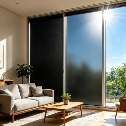 Blackout Window Film,Blackout Window Film for Bedroom,100% Light Blocking Privacy Cover,Static Cling No Glue Removable Room Darkening for Home Rental, 39.4 x 11.8 Inch, Blackout in Kuwait