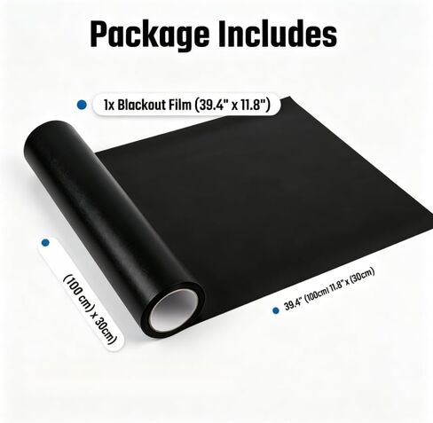 Blackout Window Film,Blackout Window Film for Bedroom,100% Light Blocking Privacy Cover,Static Cling No Glue Removable Room Darkening for Home Rental, 39.4 x 11.8 Inch, Blackout in Kuwait