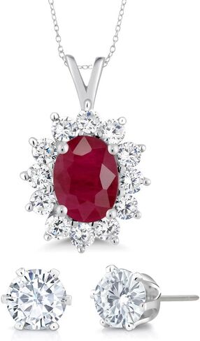Gem Stone King 1.84 Ct Oval Red Ruby 925 Sterling Silver Pendant with Gift in Kuwait