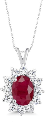 Gem Stone King 1.84 Ct Oval Red Ruby 925 Sterling Silver Pendant with Gift in Kuwait