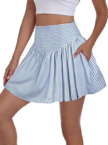 Vigorics Women’s High Waisted Gingham Mini Skirt with Built-in Shorts, A-Line Summer Casual Skort for Vacation Picnic in Saudi Arabia