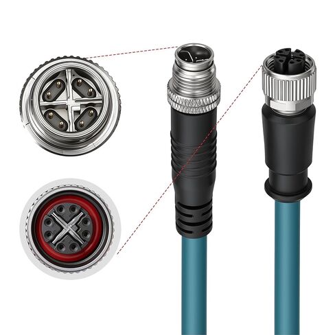 Eonvic M12 8 Position Male to Female Ethernet Cable X-Code Cat7e High Flex Sheild Waterproof Industrial Gigabit Ethernet Networks Cable for Congex Industrial Camera (10M) in Kuwait