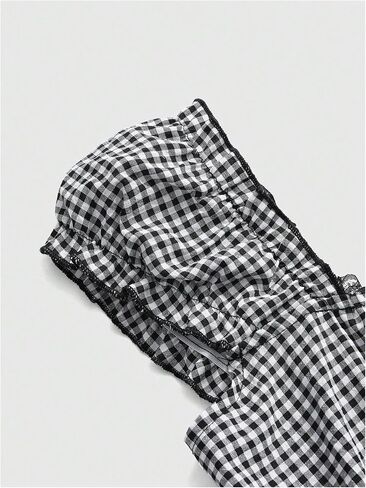 Floerns Women's Plus Size Gingham Cute Babydoll Tops Bow Square Neck Layered Y2k Blouses in Kuwait