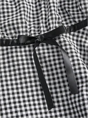 Floerns Women's Plus Size Gingham Cute Babydoll Tops Bow Square Neck Layered Y2k Blouses in Kuwait