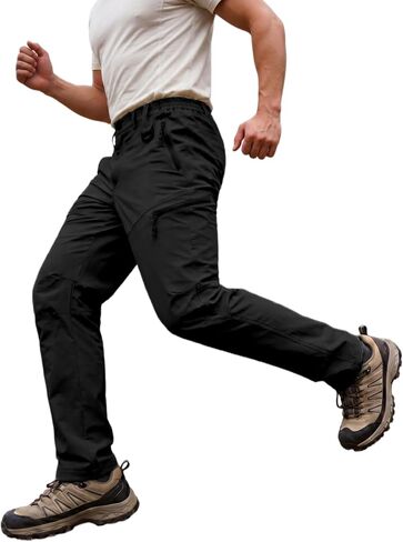 Gash Hao Mens Hiking Pants Lightweight Quick Dry Waterproof Camping Fishing Travel 2 D-Rings 6 Zipper Pockets in Saudi Arabia