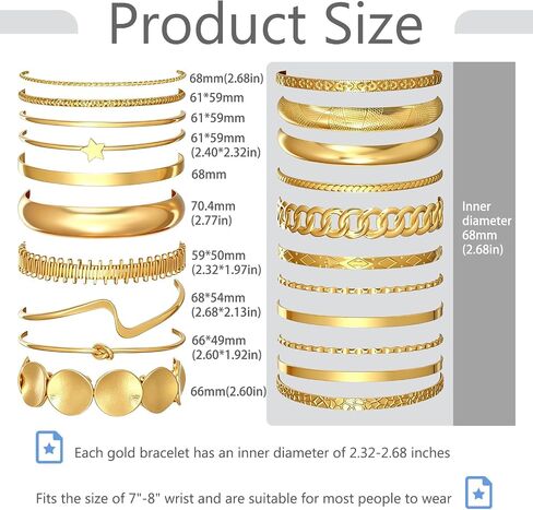 Gold Bangle Bracelets for Women 21Pcs Stackable Multi Textured Bangles Set Gold Chunky Bracelet Stack Fashion Accessories Jewelry Gifts for Women in Saudi Arabia