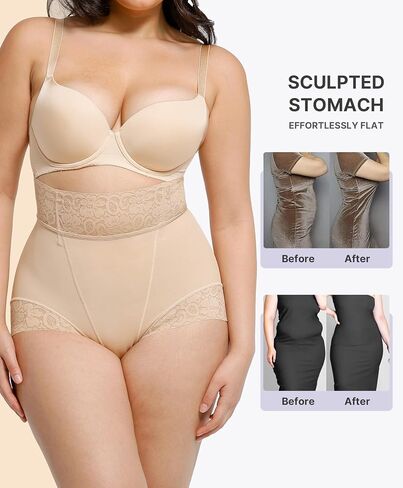 SHAPELLX Mid Waisted Faja Colombianas Shapewear for Women Body Shaper Tummy Control Shorts with Butt Lifter Beige XXL in Kuwait