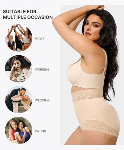 SHAPELLX Mid Waisted Faja Colombianas Shapewear for Women Body Shaper Tummy Control Shorts with Butt Lifter Beige XXL in Kuwait