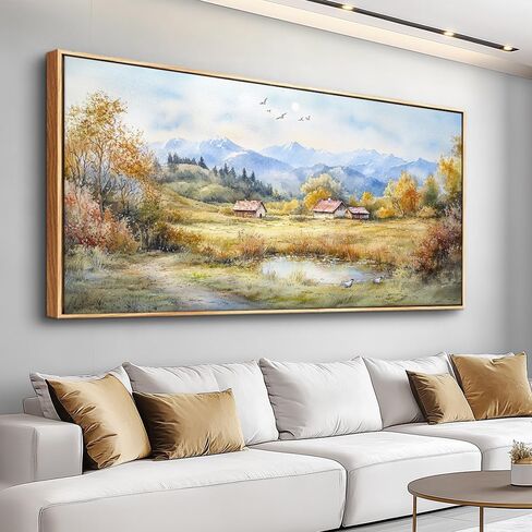 PHAOHUAXM Large Canvas Wall Art For Living Room Wall Decor For Bedroom Office Dining Room Rural Landscape Wall Painting Printing Artwork Pictures Farmhouse Home Decoration Mural 30 x60 Wood Frame in Saudi Arabia