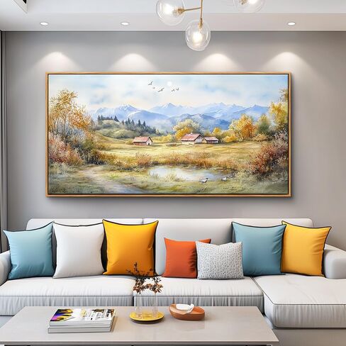 PHAOHUAXM Large Canvas Wall Art For Living Room Wall Decor For Bedroom Office Dining Room Rural Landscape Wall Painting Printing Artwork Pictures Farmhouse Home Decoration Mural 30 x60 Wood Frame in Saudi Arabia