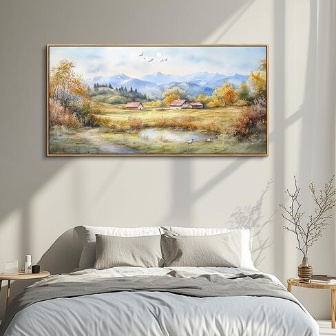 PHAOHUAXM Large Canvas Wall Art For Living Room Wall Decor For Bedroom Office Dining Room Rural Landscape Wall Painting Printing Artwork Pictures Farmhouse Home Decoration Mural 30 x60 Wood Frame in Saudi Arabia