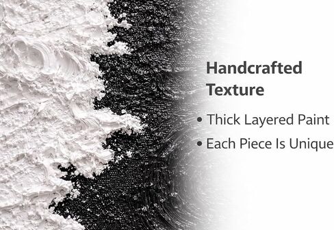 HONGRUIFAN Handmade Textured Canvas Wall Art 24x24 Inches, Black and White Abstract Art, Handcrafted Cotton Canvas, Ready to Hang in Saudi Arabia