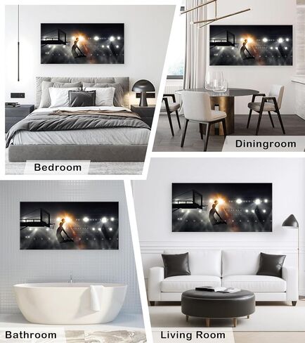 Muolunna BK06662 Basketball Sports Canvas Wall Art Picture 1 Panel Sports Painting Art Prints For Living Room Boys Room Office Wall Decor Artwork in Saudi Arabia
