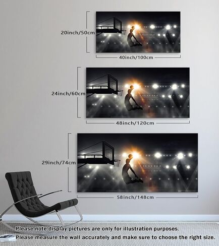 Muolunna BK06662 Basketball Sports Canvas Wall Art Picture 1 Panel Sports Painting Art Prints For Living Room Boys Room Office Wall Decor Artwork in Saudi Arabia