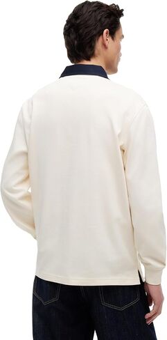 Tommy Jeans Men's Long Sleeve Cotton Rugby Polo Shirt in Relaxed Fit in Kuwait