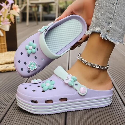 Women's Clogs, Breathable Lightweight Slip On Platform Garden Clogs, Non Slip Outdoor Beach Slippers in Kuwait