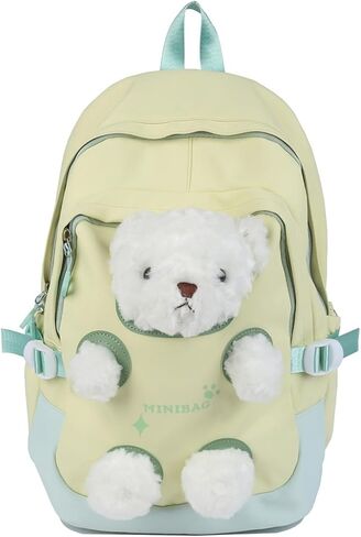 Cute Kawaii Detachable 3D-Bear Plush Nylon Backpack–Large Capacity & Lightweight for Adults Ita Bag (Pink) in Saudi Arabia