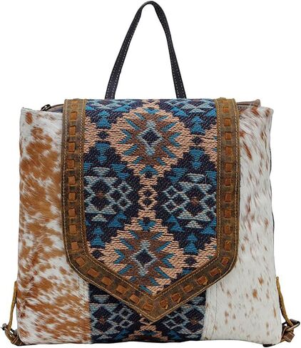 Myra Bag Western Leather Backpack Bag for Women - Flapover Upcycled Cowhide Bag Vanessia in Kuwait