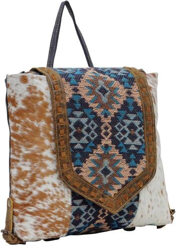 Myra Bag Western Leather Backpack Bag for Women - Flapover Upcycled Cowhide Bag Vanessia in Kuwait