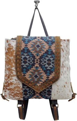 Myra Bag Western Leather Backpack Bag for Women - Flapover Upcycled Cowhide Bag Vanessia in Kuwait