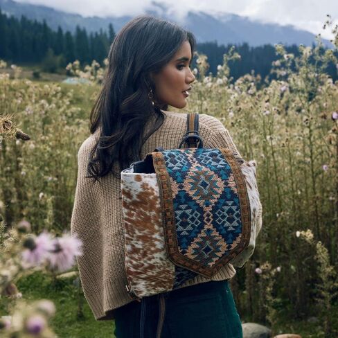 Myra Bag Western Leather Backpack Bag for Women - Flapover Upcycled Cowhide Bag Vanessia in Kuwait