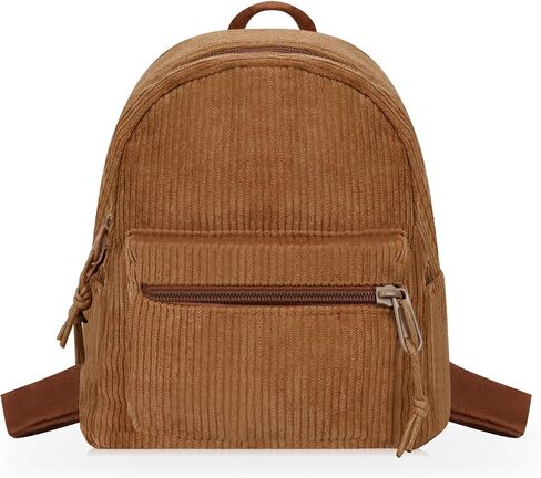 حقيبة ظهر صغيرة من FuninCrea Corduroy للنساء، حقيبة ظهر صغيرة سعة 4 لتر، حقيبة كتب صغيرة لطيفة مع جيب أمامي (أبيض) in Kuwait