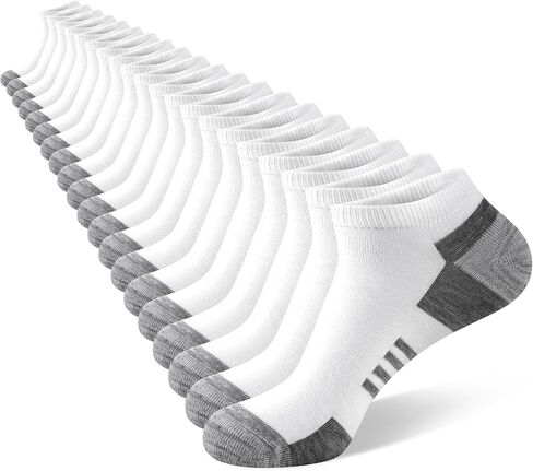 20 Pairs Men's Ankle Socks - Breathable Soft Daily Thin Black White Grey Sock, Size 8-12 Bulk Pack in Saudi Arabia
