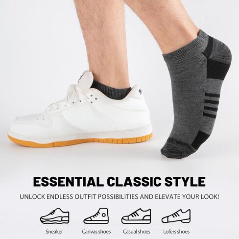 20 Pairs Men's Ankle Socks - Breathable Soft Daily Thin Black White Grey Sock, Size 8-12 Bulk Pack in Saudi Arabia