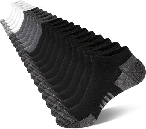 20 Pairs Men's Ankle Socks - Breathable Soft Daily Thin Black White Grey Sock, Size 8-12 Bulk Pack in Saudi Arabia