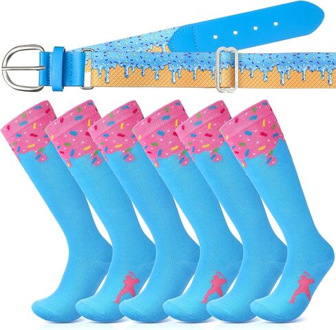 حزام بيسبول وجوارب من Cuffbow Ice Cream بالتنقيط، جورب حزام البيسبول المرن القابل للتعديل للشباب والكبار هدية رياضية in Kuwait