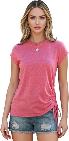 Womens Cap Sleeve Summer Tops Crewneck T Shirts Casual Spring Fashion Outfits Cute Trendy Clothes 2026 in Saudi Arabia