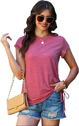 Womens Cap Sleeve Summer Tops Crewneck T Shirts Casual Spring Fashion Outfits Cute Trendy Clothes 2026 in Saudi Arabia