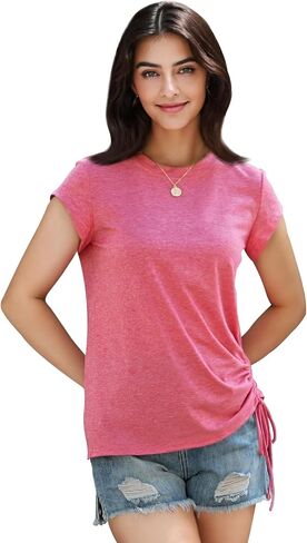 Womens Cap Sleeve Summer Tops Crewneck T Shirts Casual Spring Fashion Outfits Cute Trendy Clothes 2026 in Saudi Arabia