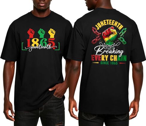 Ithalt Juneteenth قمصان الرجال: الحرية الأمريكية الأفريقية تي شيرت أسود تاريخ شهر تي شيرت 19 يونيو 1865 ملابس in Kuwait