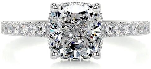 2CT-4CT Cushion Cut Hidden Halo Pave Engagement Ring Solitaire Handmade Wedding Ring for Women Anniversary Promise Gifts for Her Moissanite in Kuwait