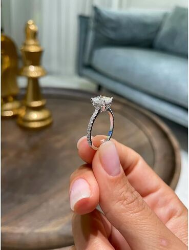 2CT-4CT Cushion Cut Hidden Halo Pave Engagement Ring Solitaire Handmade Wedding Ring for Women Anniversary Promise Gifts for Her Moissanite in Kuwait