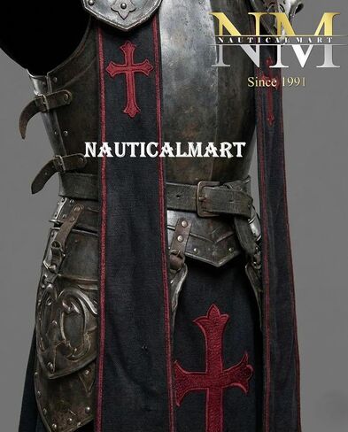 Medieval Full Body Barbuta Knight Armor – Templar Steel Suit for Cosplay & LARP 18 Gauge Steel Wearable Knight Body Armor with Helmet Perfect for LARP, SCA, Cosplay & Renaissance Festivals in Kuwait
