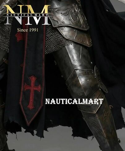 Medieval Full Body Barbuta Knight Armor – Templar Steel Suit for Cosplay & LARP 18 Gauge Steel Wearable Knight Body Armor with Helmet Perfect for LARP, SCA, Cosplay & Renaissance Festivals in Kuwait