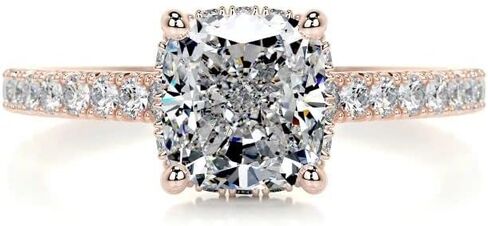 2CT-4CT Cushion Cut Hidden Halo Pave Engagement Ring Solitaire Handmade Wedding Ring for Women Anniversary Promise Gifts for Her Moissanite in Kuwait