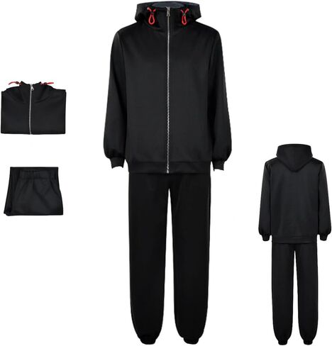 FAZA Yuuji Itadori Cosplay Costume For Men Anime Black Hooded Tracksuit Set with Jogger Japanese School Uniform in Saudi Arabia