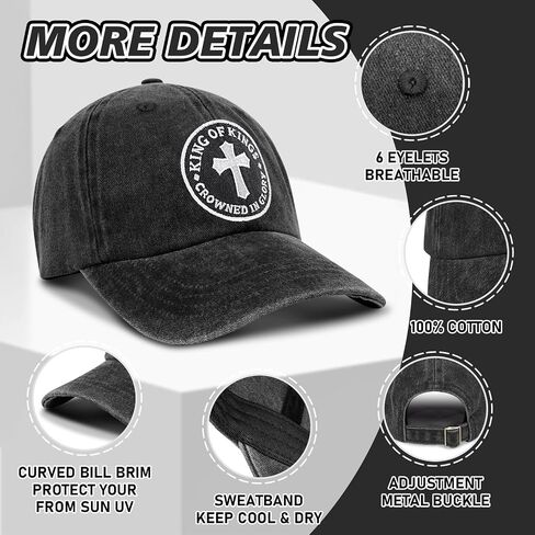 Vintage Jesus Christian Cross Hats for Men - King of Kings Baseball Cap - Cotton Snapback in Kuwait